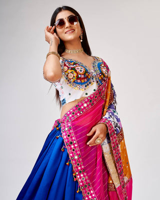 Blue Dance into Garba Night – Designer Chaniya Choli for Festive Elegance ClothsVilla