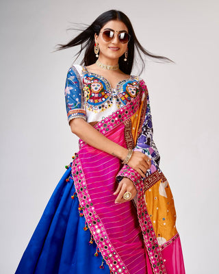 Blue Dance into Garba Night – Designer Chaniya Choli for Festive Elegance ClothsVilla