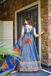Load image into Gallery viewer, Blue Designer Digital Printed Jimmy Organza Anarkali Gown with Dupatta – Padded, Huge Flair ClothsVilla