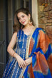 Load image into Gallery viewer, Blue Designer Digital Printed Jimmy Organza Anarkali Gown with Dupatta – Padded, Huge Flair ClothsVilla