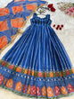 Load image into Gallery viewer, Blue Designer Digital Printed Jimmy Organza Anarkali Gown with Dupatta – Padded, Huge Flair ClothsVilla