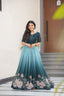 Blue Designer Faux Blooming Gown with Bead Embroidery & Digital Floral Print ClothsVilla