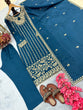 Load image into Gallery viewer, Blue Designer Party Wear Chinon Silk Set – Elegant Embroidery &amp; Tassel Detailing ClothsVilla