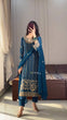 Load image into Gallery viewer, Blue Designer Party Wear Chinon Silk Set – Elegant Embroidery &amp; Tassel Detailing ClothsVilla