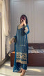 Load image into Gallery viewer, Blue Designer Party Wear Chinon Silk Set – Elegant Embroidery &amp; Tassel Detailing ClothsVilla