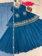 Load image into Gallery viewer, Blue Designer Party Wear Top with Lehenga &amp; Dupatta Set - Sequin Embroidery and Tassel Accents ClothsVilla