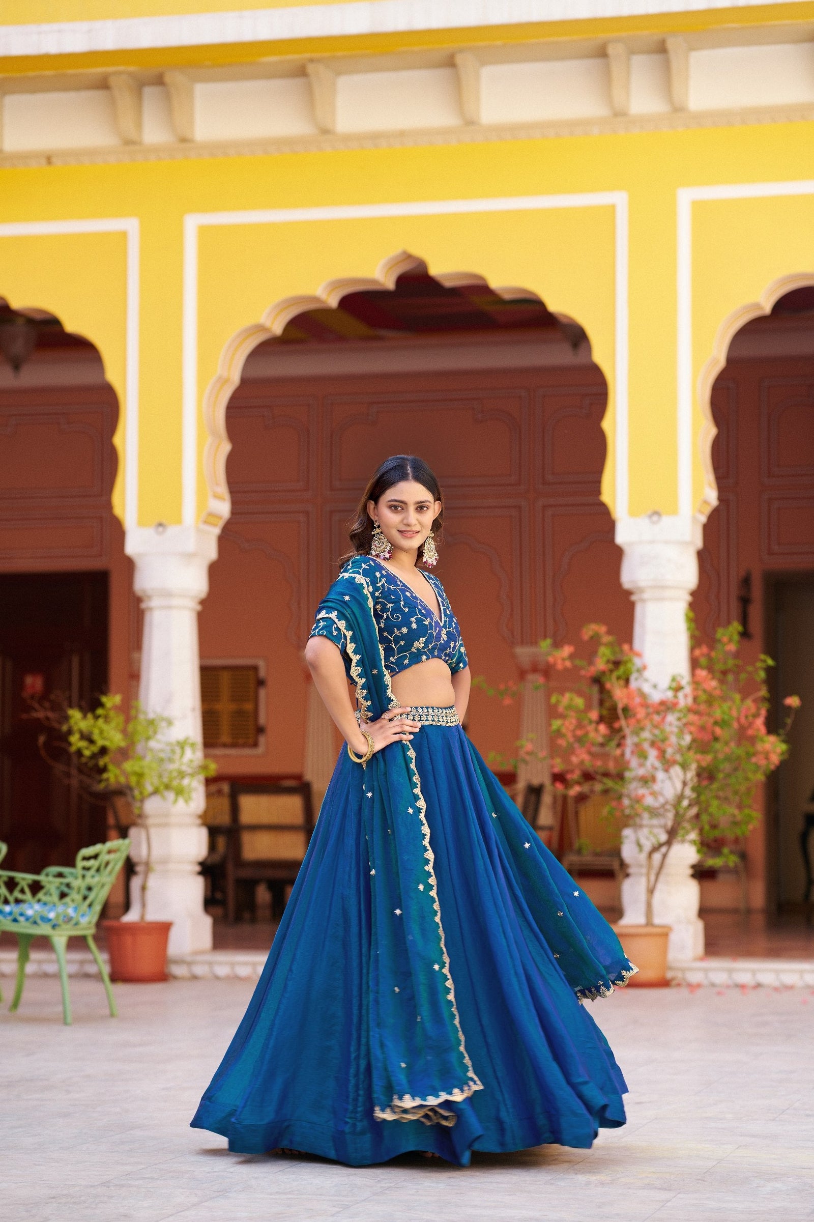 Blue Designer Sequins Lehenga Set ClothsVilla