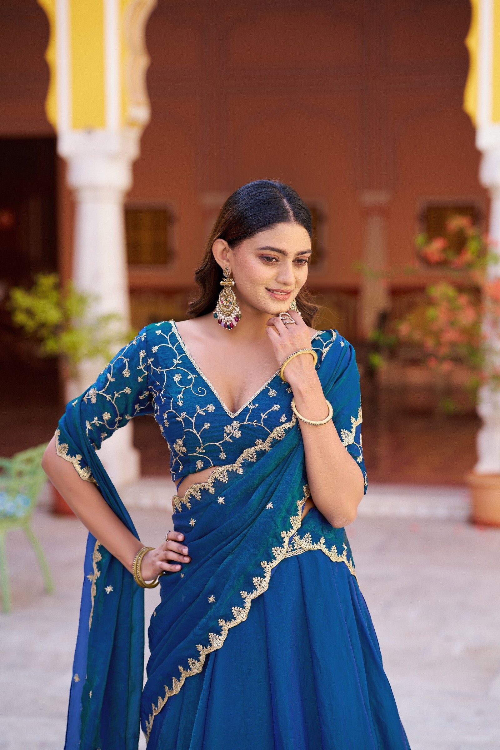 Blue Designer Sequins Lehenga Set ClothsVilla