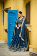 Load image into Gallery viewer, Blue Designer Vichitra Silk Lehenga with Sequins Multi-Embroidery – Full-Stitched Lehenga with Unstitched Blouse &amp; Lace Border Dupatta ClothsVilla