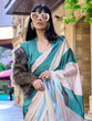 Load image into Gallery viewer, Blue Digital Print Saree in Satin Silk Blend – Party &amp; Wedding Wear ClothsVilla