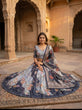 Load image into Gallery viewer, Blue Digital Print Silk Lehenga Set ClothsVilla