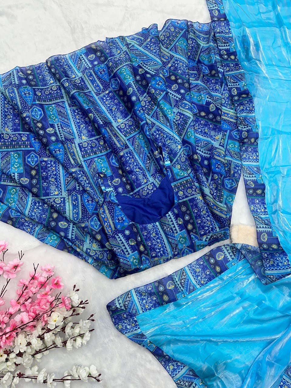 Blue Elegant Anarkali Gown with Jimmy Organza Dupatta – Ri8 Fashion Exclusive Clothsvilla