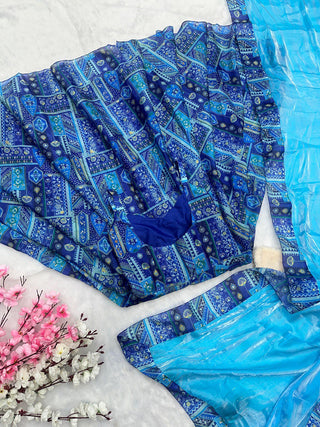 Blue Elegant Anarkali Gown with Jimmy Organza Dupatta – Ri8 Fashion Exclusive Clothsvilla