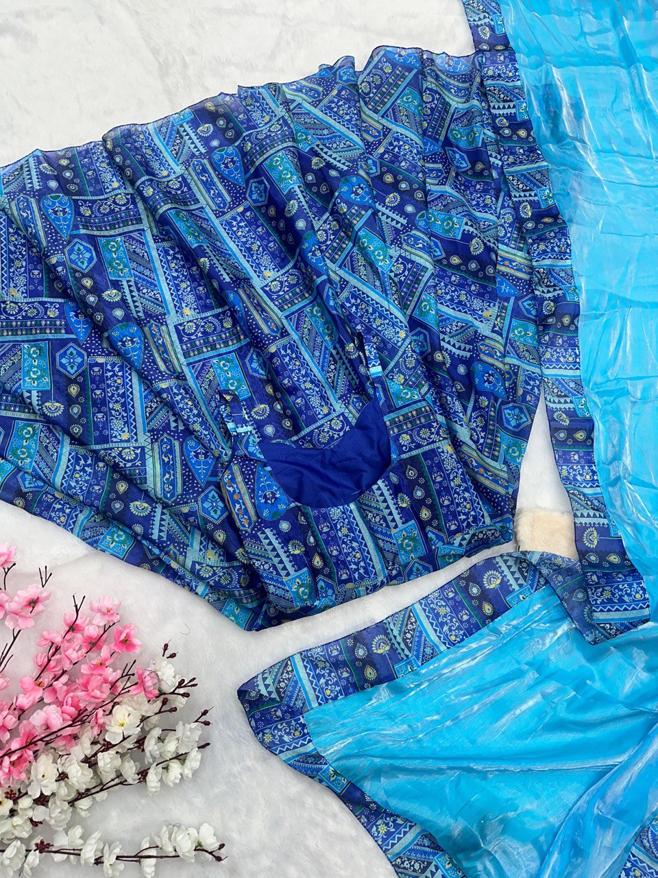 Blue Elegant Anarkali Gown with Jimmy Organza Dupatta – Ri8 Fashion Exclusive Clothsvilla