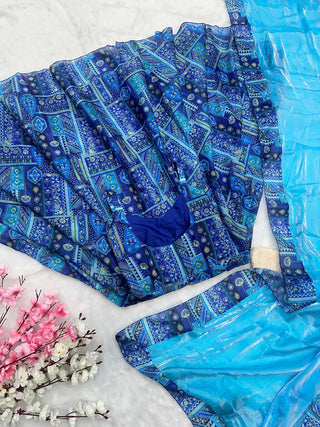 Blue Elegant Anarkali Gown with Jimmy Organza Dupatta – Ri8 Fashion Exclusive Clothsvilla