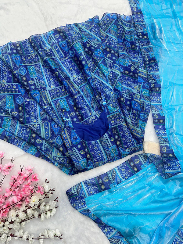 Blue Elegant Anarkali Gown with Jimmy Organza Dupatta – Ri8 Fashion Exclusive Clothsvilla