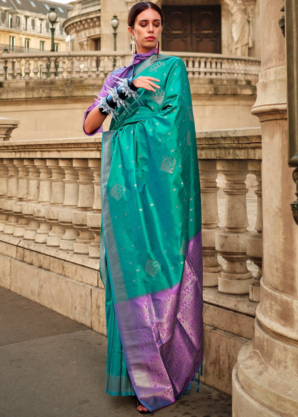 Blue Elegant & Art Silk South Style Saree with Weaving Work – Traditional Wear ClothsVilla