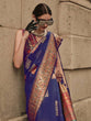 Load image into Gallery viewer, Blue Elegant Banarasi Silk Blend Woven Saree with Unstitched Blouse Piece ClothsVilla
