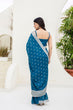 Load image into Gallery viewer, Blue Elegant Chinon Saree with Zari, Dori &amp; 4mm Sequins Work with Banglori Silk Blouse – Festive Wear ClothsVilla