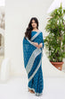Load image into Gallery viewer, Blue Elegant Chinon Saree with Zari, Dori &amp; 4mm Sequins Work with Banglori Silk Blouse – Festive Wear ClothsVilla