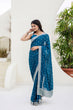 Load image into Gallery viewer, Blue Elegant Chinon Saree with Zari, Dori &amp; 4mm Sequins Work with Banglori Silk Blouse – Festive Wear ClothsVilla