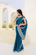 Load image into Gallery viewer, Blue Elegant Chinon Saree with Zari, Dori &amp; 4mm Sequins Work with Banglori Silk Blouse – Festive Wear ClothsVilla