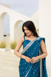 Load image into Gallery viewer, Blue Elegant Chinon Saree with Zari, Dori &amp; 4mm Sequins Work with Banglori Silk Blouse – Festive Wear ClothsVilla