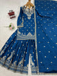 Load image into Gallery viewer, Blue Elegant Chinon Silk 3-Piece Suit Set with Sequin Embroidery &amp; Lace Border Dupatta ClothsVilla