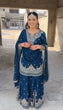 Load image into Gallery viewer, Blue Elegant Chinon Silk 3-Piece Suit Set with Sequin Embroidery &amp; Lace Border Dupatta ClothsVilla