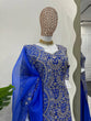 Load image into Gallery viewer, Blue Elegant Chinon Silk Plazo Set with Organza Dupatta ClothsVilla