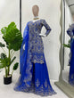 Load image into Gallery viewer, Blue Elegant Chinon Silk Plazo Set with Organza Dupatta ClothsVilla