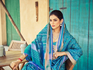 Blue Elegant Cotton Blend Saree Daily Wear ClothsVilla