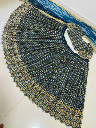 Blue Elegant Designer Lehenga-Choli Collection with Embroidery & Sequence Work Clothsvilla