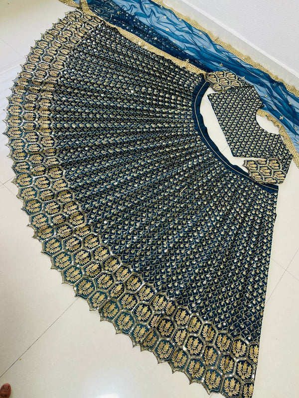 Blue Elegant Designer Lehenga-Choli Collection with Embroidery & Sequence Work Clothsvilla