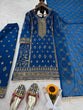 Load image into Gallery viewer, Blue Elegant Faux Georgette Embroidered Plazo Set