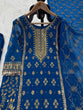Load image into Gallery viewer, Blue Elegant Faux Georgette Embroidered Plazo Set