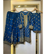 Load image into Gallery viewer, Blue Elegant Faux Georgette Embroidered Plazo Set