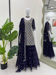 Load image into Gallery viewer, Blue Elegant Faux Georgette Embroidered Suit Set
