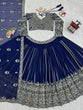 Load image into Gallery viewer, Blue Elegant Faux Georgette Lehenga Choli Set with Sequin Work &amp; Lace Dupatta Clothsvilla