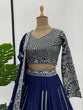 Load image into Gallery viewer, Blue Elegant Faux Georgette Lehenga Choli Set with Sequin Work &amp; Lace Dupatta Clothsvilla