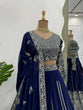 Load image into Gallery viewer, Blue Elegant Faux Georgette Lehenga Choli Set with Sequin Work &amp; Lace Dupatta Clothsvilla