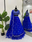 Blue Elegant Faux Georgette Lehenga Set with Thread & Sequin Work Semi-Stitched Designer Outfit ClothsVilla