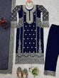 Load image into Gallery viewer, Blue Elegant Faux Georgette Thread &amp; Sequin Embroidered Suit Set ClothsVilla