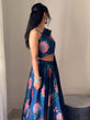 Load image into Gallery viewer, Blue Elegant Floral Draped Lehenga Set ClothsVilla