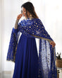 Load image into Gallery viewer, Blue Elegant Georgette Anarkali Gown Set – Festive &amp; Wedding Ready