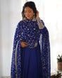 Load image into Gallery viewer, Blue Elegant Georgette Anarkali Gown Set – Festive &amp; Wedding Ready