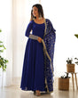Load image into Gallery viewer, Blue Elegant Georgette Anarkali Gown Set – Festive &amp; Wedding Ready