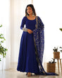 Load image into Gallery viewer, Blue Elegant Georgette Anarkali Gown Set – Festive &amp; Wedding Ready