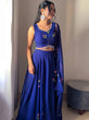 Load image into Gallery viewer, Blue Elegant Hand-Painted Georgette Lehenga Set ClothsVilla