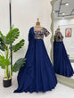 Load image into Gallery viewer, Blue Elegant Heavy Natural Crepe Gown with Intricate Coding Dori &amp; Sequin Work ClothsVilla